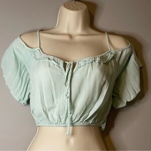 Forever 21 light blue off the shoulder crop top